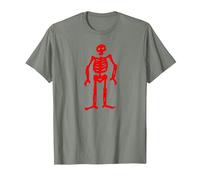 Jolly Roger Pirate Flag Edward Low Red Skeleton T-Shirt, Men, Olive Heather, Medium