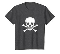 Jolly Roger Pirate Flag Skull and Bones T-Shirt, Kids, Dark Heather Grey, 8 Years