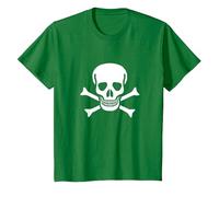 Jolly Roger Pirate Flag Skull and Bones T-Shirt, Kids, Kelly Green, 6 Years