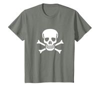 Jolly Roger Pirate Flag Skull and Bones T-Shirt, Kids, Olive Heather, 6 Years
