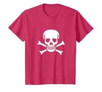 Jolly Roger Pirate Flag Skull and Bones T-Shirt, Kids, Red Heather, 3 Years
