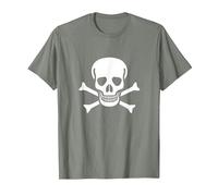 Jolly Roger Pirate Flag Skull and Bones T-Shirt, Men, Olive Heather, S