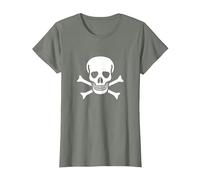 Jolly Roger Pirate Flag Skull and Bones T-Shirt, Women, Olive Heather, XL