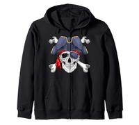 Jolly Roger Pirate Skull Crossbones Halloween Costume Zip Hoodie