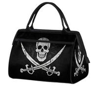 Jolly Roger Pirate Skull Gym Bag for Men Women, Travel Sports Duffel Bags Waterproof Weekend Overnight Bag Lightweight Carry On Luggage Tote