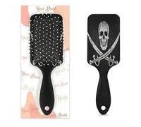 Jolly Roger Pirate Skull Hair Brush Wet Dry Air Cushion Hair Brush Plastic Detangler Hairbrush for Kids Adults Back To School Gift Women Men