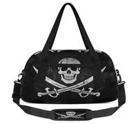Jolly Roger Pirate Skull Kids Overnight Duffle Bags Boys Girls Teen Sports Gym Bag for Weekender Travel Gymnastics Dance Ballet