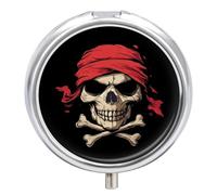 Jolly Roger Piratees Skull Crossbones Travel Pill Organizer Portable Pill Case Small Pill Box for Purse Pocket