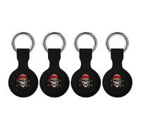 Jolly Roger Piratees Skull Cute Keychain Holder Case Soft GPS Tracker Cover Silicone Shell Protective Compatible for AirTag