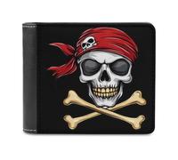 Jolly Roger Skull Bifold Wallet PU Leather Credit Card Holder Wallets Slim Front Pocket Money Clip