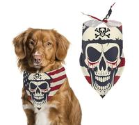 Jolly Roger U.S. Pirate Flag Cute Dog Bandanna Scarf Printed Adjustable Triangle Pet Kerchief for Dogs And Cats