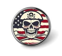 Jolly Roger U.S. Pirate Flag Round Brooch Pin Lapel Pins Tie Suit Dress Accessories Wedding Birthday For Men Women