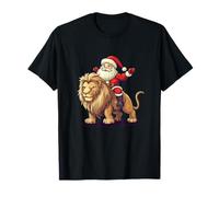 Jolly Santa Claus on a Lion for Christmas Delight T-Shirt