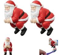 Jolly Santa Toothpaste Topper, Funny Santa Claus Toothpaste Cap, 3D Funny Butt Pooping Toothpastes Toppers, Reusable Anti-Mess Toothpaste Cap, Funny White Elephant Gifts for Family Friends (2PCS)