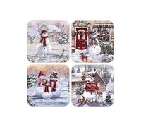 Jolly Snowman Christmas Set of 4 Coasters by the Macneil Studio