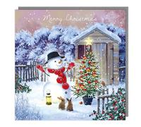 Jolly Snowman & Festive Friends Garden Party Charity Christmas Cards - Pack of 5 - Artistic Festive Design - Special Finish - Made in the UK - Eco-Friendly