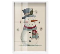 Jolly Snowman Shadowbox Print Christmas Wall Decor by Art Remedy, White Frame, 11 x 16