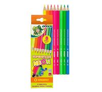 JOLLY Superstick Neon Colouring Pencils, Childproof and Shatterproof, Non-Toxic, Extra Thick Lead, 8 Pens in Cardboard Case