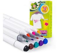 JOLLY Textile marker, refill textile airbrush or as a normal textile pen, 12 colours with thick and thin tip, for textiles of all kinds, machine washable after fixing multicoloured