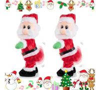 Jolly Twerking Santa Claus, Twerking Booty Shaking Dancing Santa Electric Dolls, Music Singing Animated Xmas Plush Wiggle Hip Santa's Toys,2025 New Funny Gift Home Decorations (2pcs)