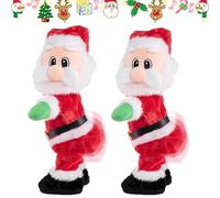 Jolly Twerking Santa Claus, Twerking Booty Shaking Dancing Santa Eléctrica Muñecas Eléctricas, Canto Musical Animado de Navidad Juguete de Peluche Wiggle Hip Santa's Toys, Divertido Regalo (2pcs)