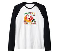 Jolly Vibes and Turkey Sides Santa Christmas Feast Raglan Baseball Tee