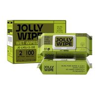 JOLLY WIPE Cleansing Wipes Multi-Tasking，99.8% EDI Water, Aloe,Wipes for Adults Bathing，Traveling, Camping, Gym，Hypoallergenic，2 pack of 50 Count，9" x 12"