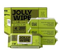 JOLLY WIPE Cleansing Wipes Multi-Tasking，99.8% EDI Water, Aloe,Wipes for Adults Bathing，Traveling, Camping, Gym，Hypoallergenic，4 pack of 50 Count，9" x 12"