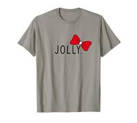Jolly with A Red Christmas Bow Subtle Minimal Funny Holiday T-Shirt