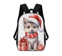 Jolly Xmas Wolf Backpack, 3D Printed School Bag, School Lunch Bag, Travel Backpack, Friends Backpack, School Backpack for Girls And Boys 17inch