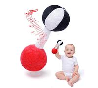 Jollybaby Baby Rattle Dumb-Bell Toys, Plush Stuffer Soft Fabric Sensory Hand Barbell for Kids & Children, Pretended Home Gym Exercise Fitness Sport Toy Gift(Black&White)