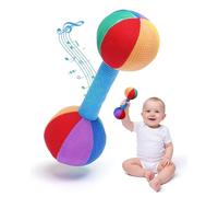 Jollybaby Baby Rattle Dumb-Bell Toys, Plush Stuffer Soft Fabric Sensory Hand Barbell for Kids & Children, Pretended Home Gym Exercise Fitness Sport Toy Gift(Color)