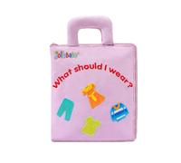 Jollybaby Soft Cloth Busy Bags Board Book for Baby 6-12-18-24-36 Months, Preschool Montessori Sensory Activity Book for Kids 1-3 Year Old, Quiet Book Gift for Toddlers 1-3 (Purple)