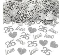 Jollyboom 25th Wedding Anniversary Decoration Confetti, 200Pcs Happy 25th Anniversary Decoration Silver Confetti for Men Women Wedding Engagement Bridal Shower Party Decoration