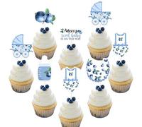 Jollyboom Berry Baby Shower Decorations Girl, 24pcs A Berry Sweet Baby Is on The Way Cupcake Topper Blueberry Double-Sided Printing Cake Decoration for Fruit Theme Baby Shower Gender Reveal Decoration