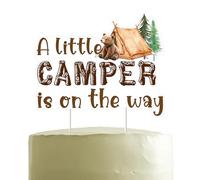 Jollyboom Camping Baby Shower Decorations, a Little Camper Is On The Way Cake Topper Double-sided for Smore Welcome Baby Gender Reveal Pregnancy Gift