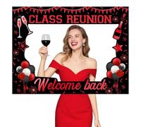 Jollyboom Class Reunion Photo Booth Frame Prop, School Reunion Decoration Welcome Back Photo Booth Prop Frame 23.6x31.5inches Red and Black for Student Graduate School Class Welcome to The Class Party