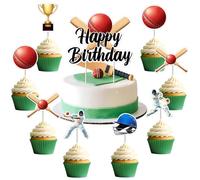 Jollyboom Cricket Birthday Party Decorations, 25pcs Cricket Cake Cupcake Toppers for Sports Ball Theme Birthday Decorations Boy Girl Kids Him Her
