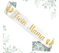 Jollyboom Greenery Twins Baby Shower Decorations, Sage Green Twin Mama Sash for Twins Neutral Baby Shower Gender Reveal Party Decorations Pregnant Mommy Gift