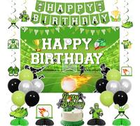Jollyboom Lacrosse Birthday Decorations, Lacrosse Happy Birthday Backdrop Banner Cake Topper Balloons Hanging Swirls Ceiling Streamers Table Honeycomb Centerpieces for Sport Theme Bday Party