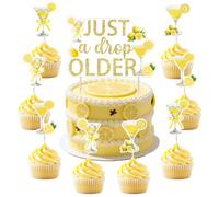 Jollyboom Lemon Martini Birthday Decorations, 25pcs Just a Drop Older Birthday Decorations Cake Cupcake Toppers for Women Cocktail Theme Bday Party