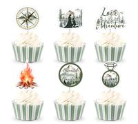 Jollyboom Mountain Wedding Decorations, 36pcs Love Is An Adventure Bridal Shower Cupcake Toppers for Married in the Mountain Forest Camping Bachelorette Hiking Outdoor Wedding Party