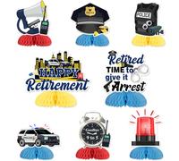 Jollyboom Police Retirement Party Decorations, 8Pcs Happy Retirement Retired Time to Give It Arrest Honeycomb Centerpiece for Police Ask Someone Else Off Duty Calling All Units Party