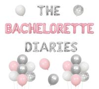 Jollyboom Princess Diaries Bachelorette Party, The Bridal Diaries Foil Balloon Bride to Be Celebration Bridal Shower Engagement Party Decor Pink Silver White Supplies Wedding Night Theme Set