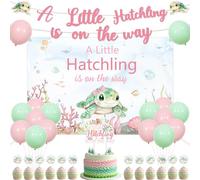 Jollyboom Sea Turtle Baby Shower Decorations Girl, a Little Hatchling Is On The Way Backdrop Banner Cake Cupcake Toppers Balloons for Under The Sea Welcome Baby Shower Gender Reveal Pregnancy Gift