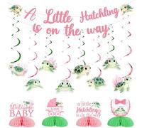 Jollyboom Sea Turtle Baby Shower Decorations Girl, a Little Hatchling Is On The Way Banner Hanging Swirls Ceiling Streamers Garland Table Honeycomb Centerpieces for Under The Sea Welcome Baby