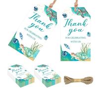 Jollyboom Sea Turtle Party Favors Thank You Tags, 50pcs Thank You for Celebrating with Us Gift Tags Green for Under The Sea Ocean Animal Turtle Baby Shower Birthday Decorations Goodie Supplies