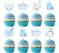 Jollyboom Silly Goose Baby Shower Decorations, 24Pcs A Silly Goose Is On the Way Cupcake Toppers Pink Double-Sided Printing for Girl Farm Animal Welcome Baby Shower Party