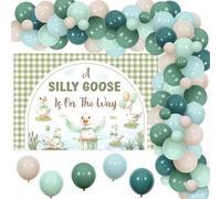 Jollyboom Silly Goose Baby Shower Decorations, Sage Green A Silly Goose Is On the Way Backdrop Balloons Arch for Farm Animal Welcome Baby Shower Party Decorations