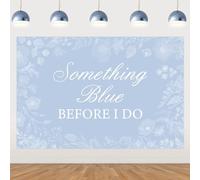 Jollyboom Something Blue Before I Do Bridal Shower Backdrop, Something Blue Bridal Shower Decorations 5 x 3Ft Retro Floral Blue Photo Background for Bridal Shower Bachelorette Engagement Wedding Party